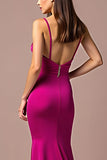 Fuchsia Mermaid Spaghetti Straps Long Formal Dress