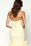 Yellow Sheath Strapless Ruffled Tiered Formal Dress