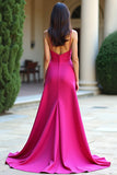 Fuchsia Spaghetti Straps Sheath Formal Dress
