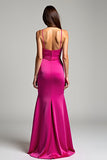 Fuchsia Spaghetti Straps Sheath Formal Dress