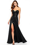 Mermaid Black Sweetheart Long Formal Dress with Slit