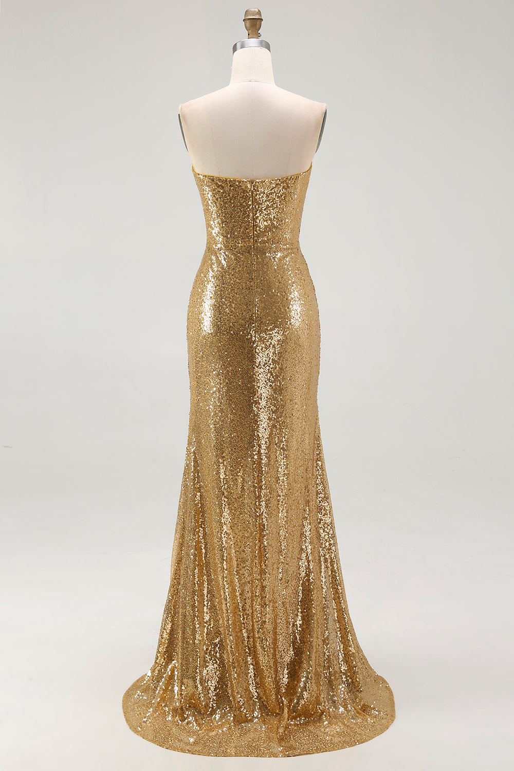 Sparkly Gold Sequins Sweetheart Mermaid Long Formal Dress with Slit