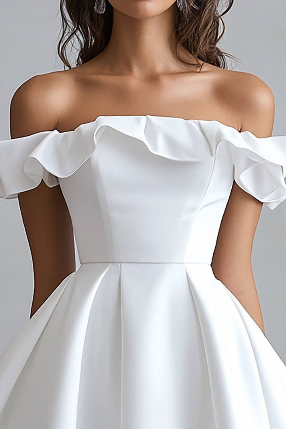 Off The Shoulder A Line Mini White Graduation Dress