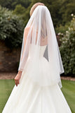 Simple Ivory A Line Strapless Sweep Train Wedding Dress