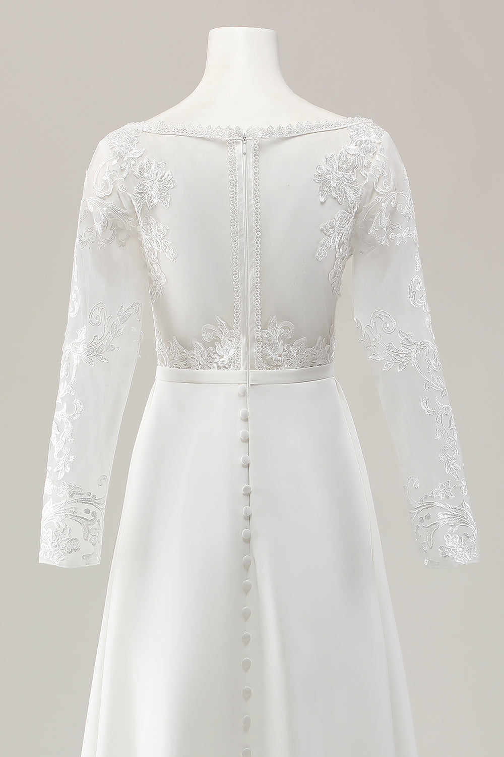 Ivory Sweep Train V Neck Satin Wedding Jumpsuits with Lace