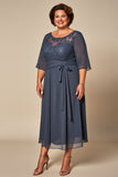 Twilight Chiffon A Line Plus Size Mother Of Bride Dress with Lace