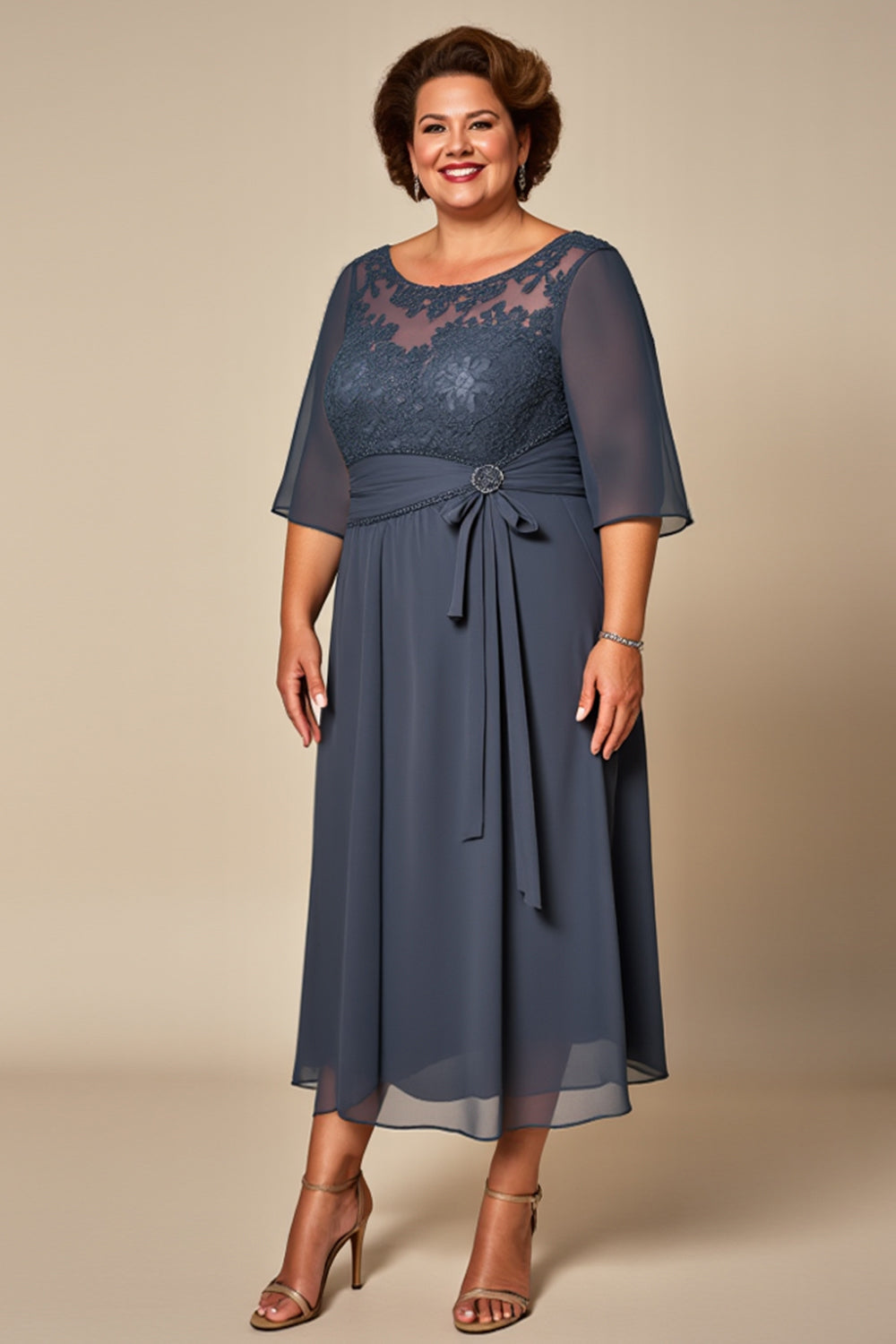 Twilight Chiffon A Line Plus Size Mother Of Bride Dress with Lace