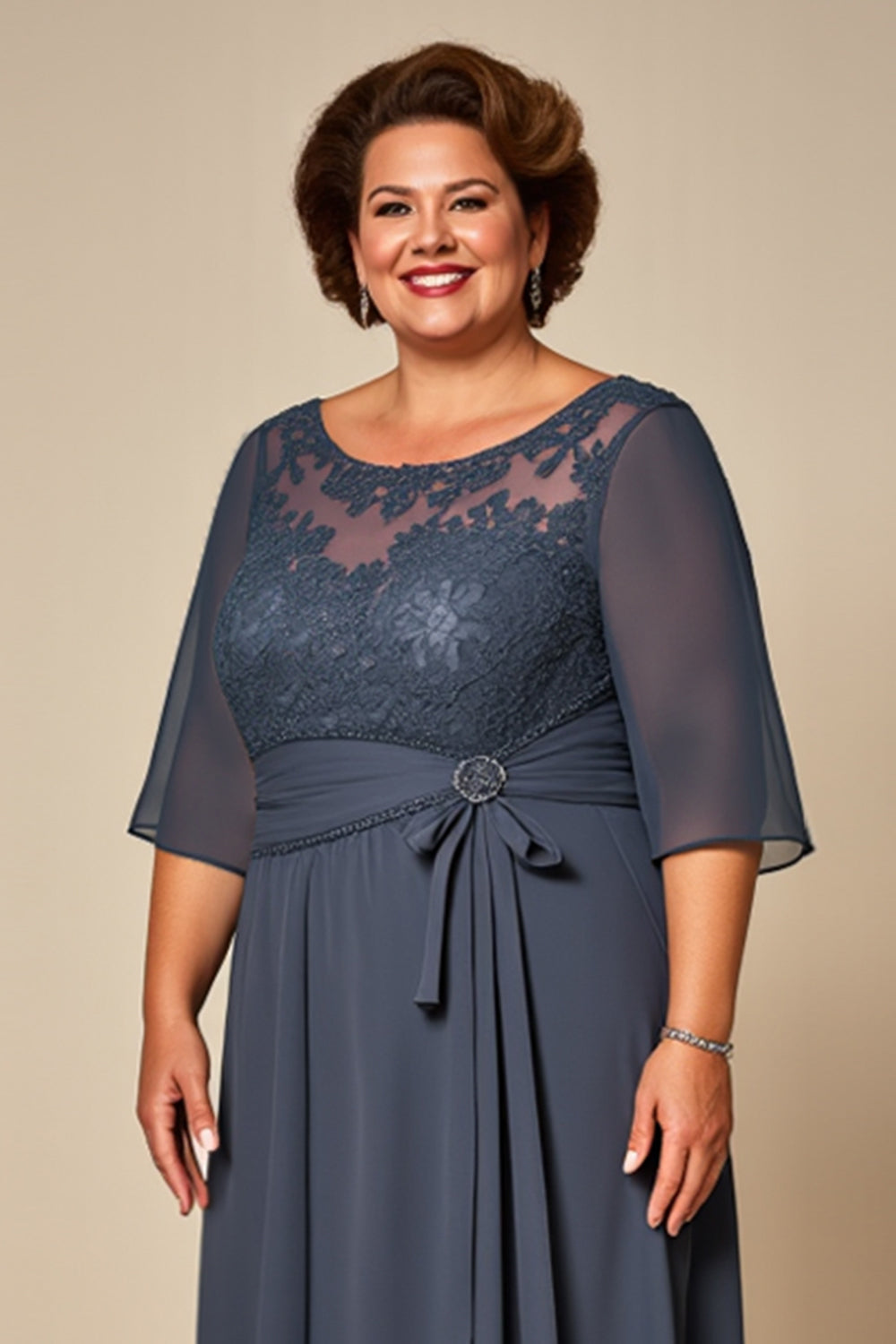 Twilight Chiffon A Line Plus Size Mother Of Bride Dress with Lace