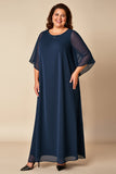 Navy Plus Size Sheath Chiffon Mother of the Bride Dress