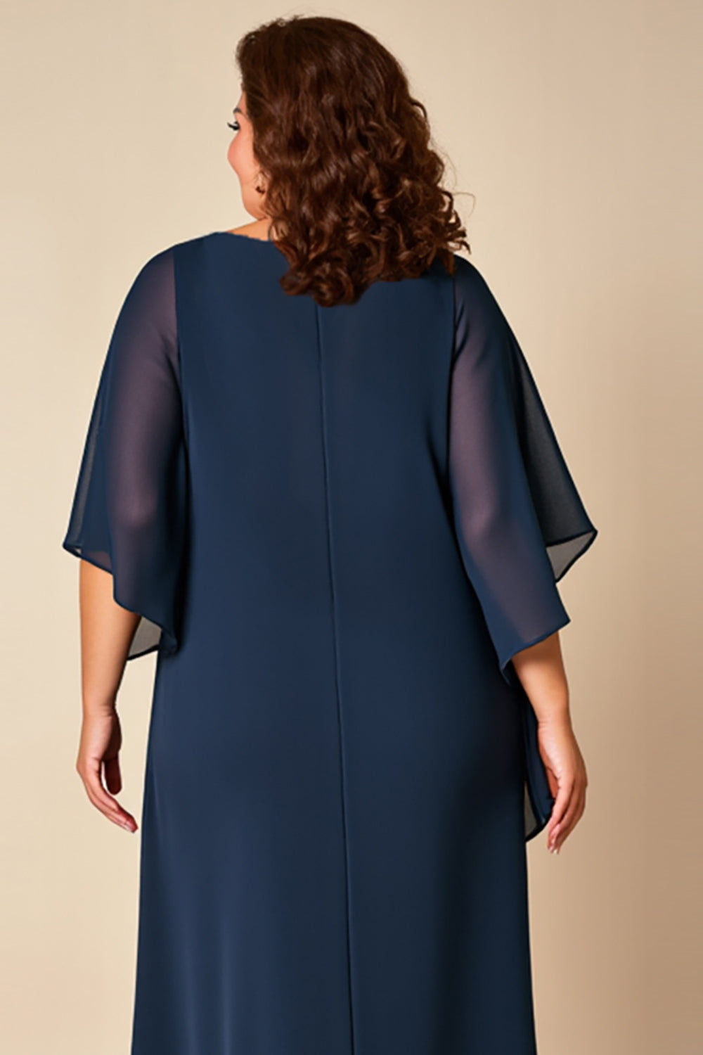 Navy Plus Size Sheath Chiffon Mother of the Bride Dress