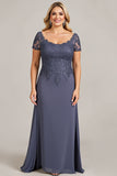 Twilight Chiffon A Line Long Plus Size Mother of the Bride Dress with Lace