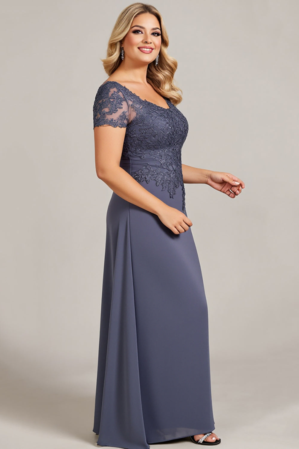 Twilight Chiffon A Line Long Plus Size Mother of the Bride Dress with Lace