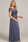 Twilight Chiffon A Line Long Plus Size Mother of the Bride Dress with Lace