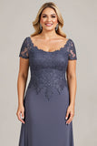 Twilight Chiffon A Line Long Plus Size Mother of the Bride Dress with Lace