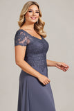 Twilight Chiffon A Line Long Plus Size Mother of the Bride Dress with Lace