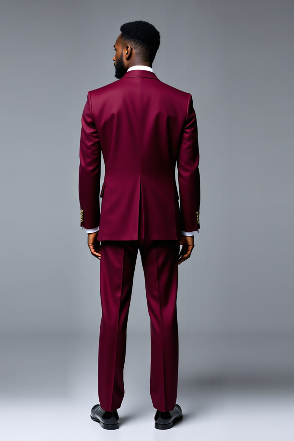 Burgundy Peak Lapel Double Breasted 2 Piece Men's Prom Suits