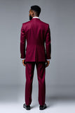 Burgundy Peak Lapel Double Breasted 2 Piece Men's Prom Suits