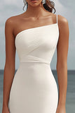 White One Shoulder Chiffon Mermaid Long Formal Dress