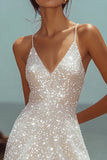 Sparkly White Sequins Bodycon Mini Graduation Dress with Ruffles
