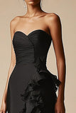 Black Sweetheart Mermaid Long Formal Dress with Ruffles