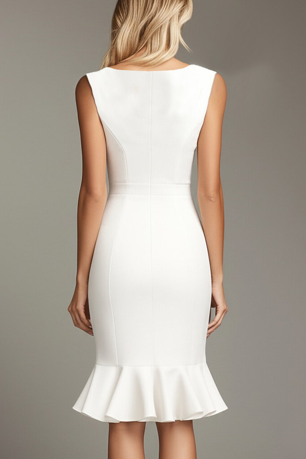 White Satin V-Neck Bodycon Short Graduation Dress