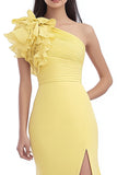Daffodil One Shoulder Chiffon Mermaid  Ruffled Long Formal Dress