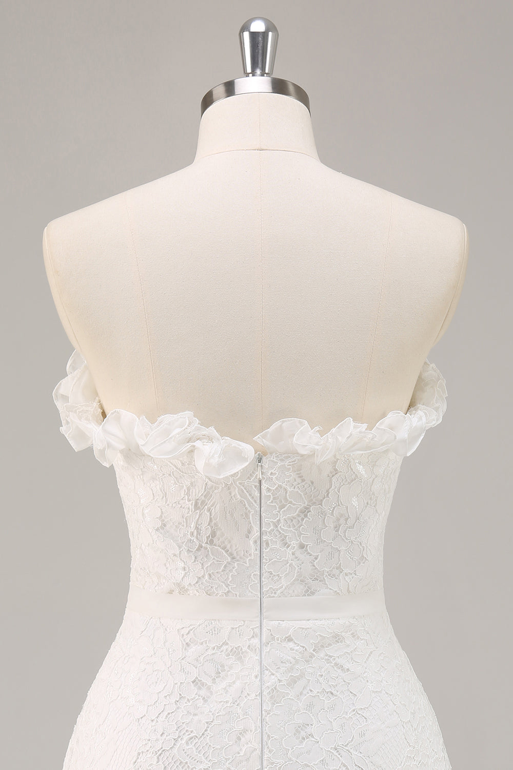 White Lace A Line Sweetheart Mini Graduation Dress