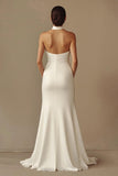 White Mermaid Halter Satin Long Formal Dress