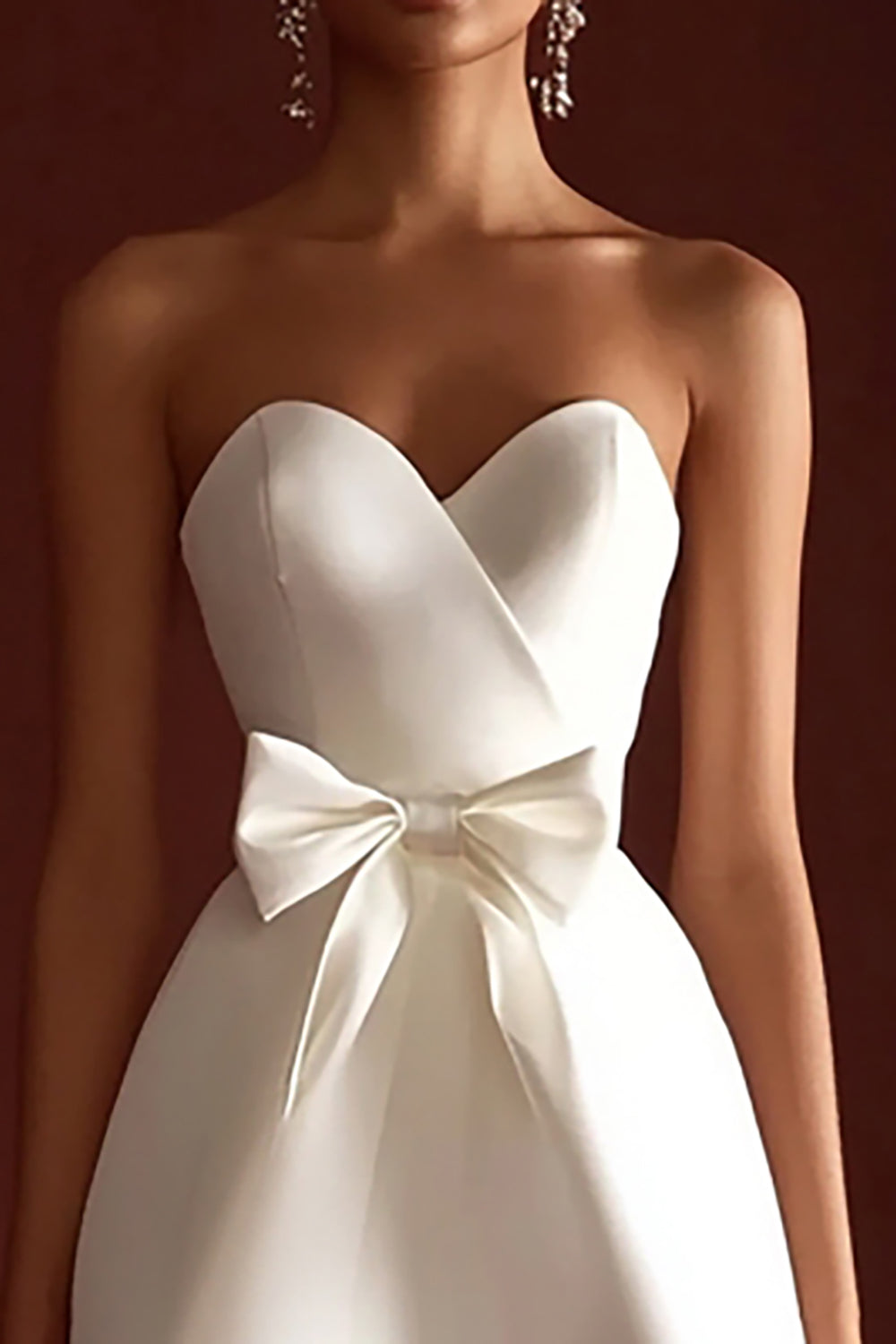 White Satin Sweetheart A Line Short Graduation Dress with Bow