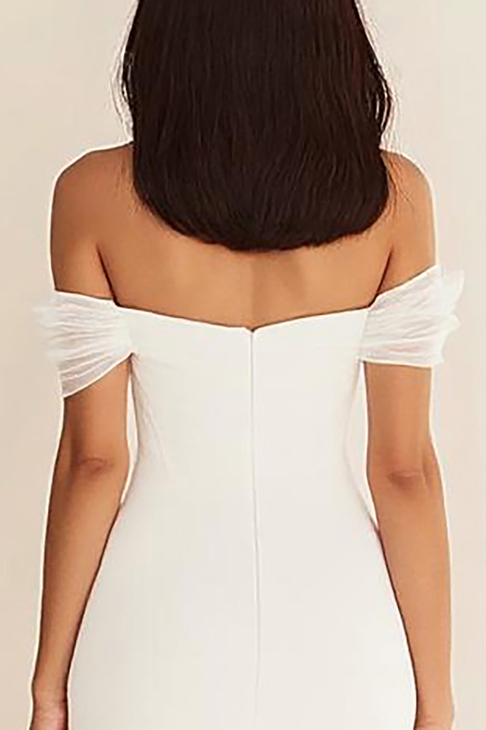 White Chiffon Off the Shoulder Mermaid Pleated Long Formal Dress