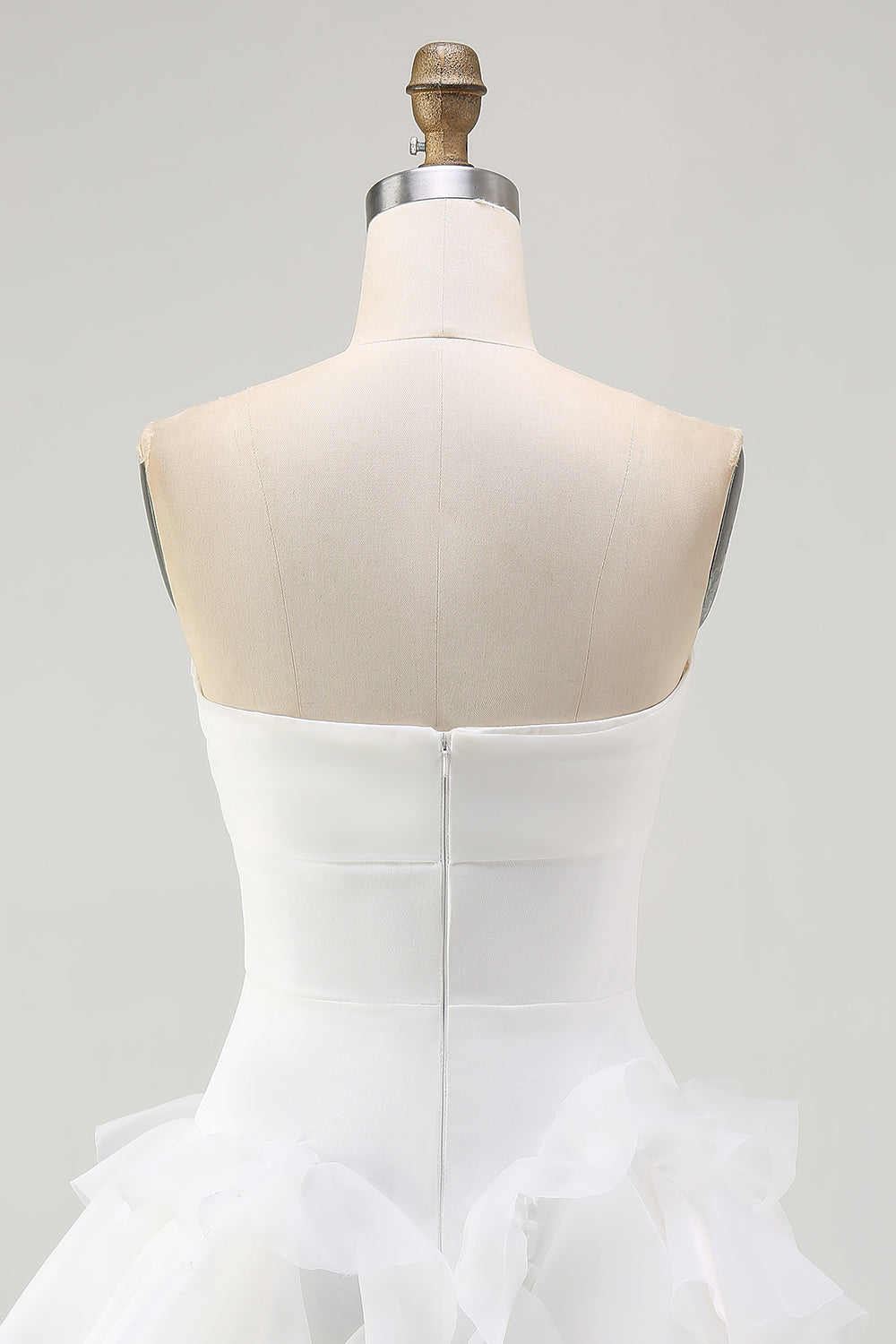 White A-Line Strapless Chiffon Ruffled Short Graduation Dress