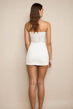 White Bodycon Strapless Mini Graduation Dress with Sequins