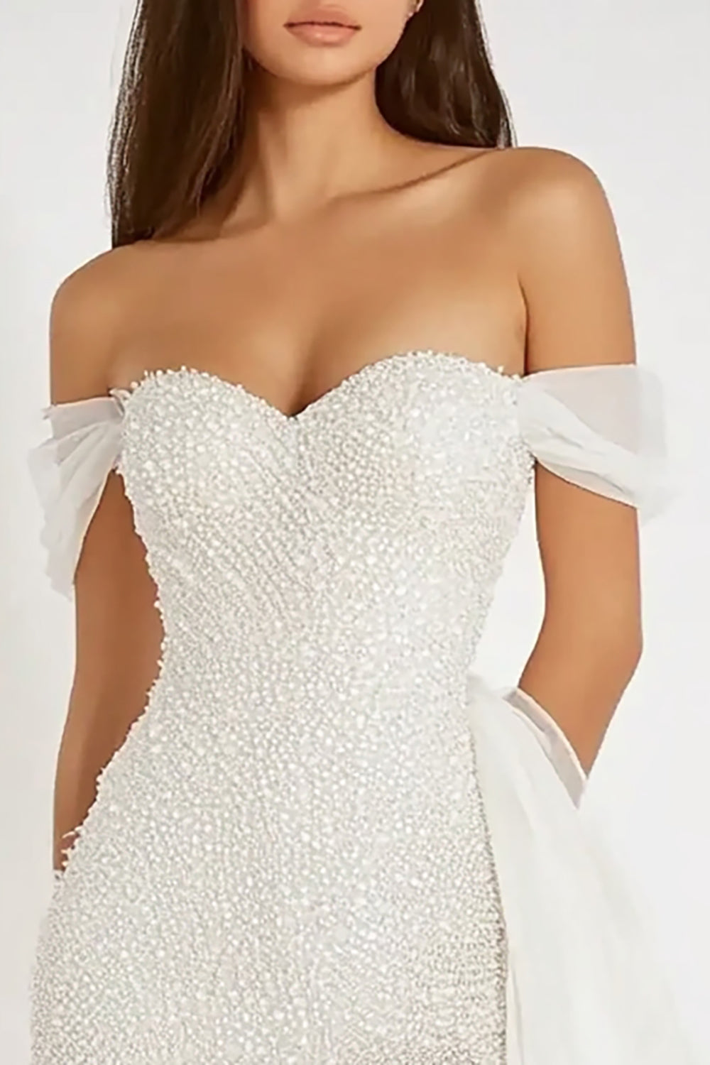 Sparkly White Sequins Bodycon Off the Shoulder Short Graduation Dress