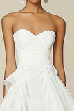Strapless White A Line Chiffon Ruffled Short Graduation Dress