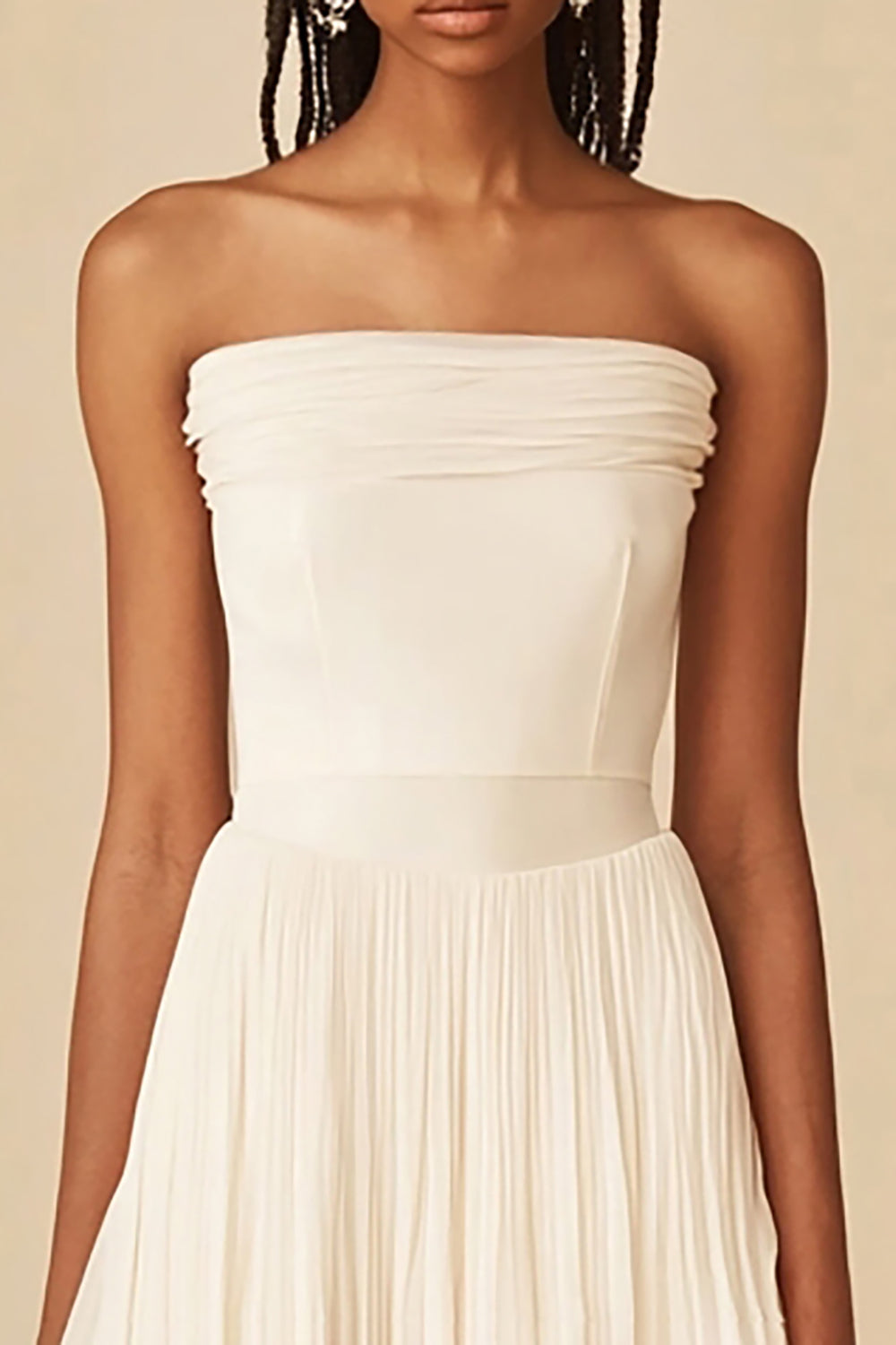 White Chiffon Strapless A Line Short Graduation Dress with Ruffles