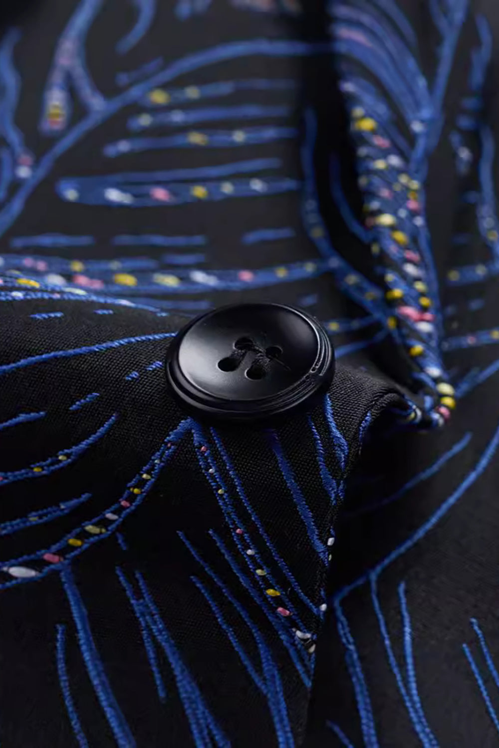 Dark Navy Jacquard Notched Lapel Single-breasted Men's Formal Blazer