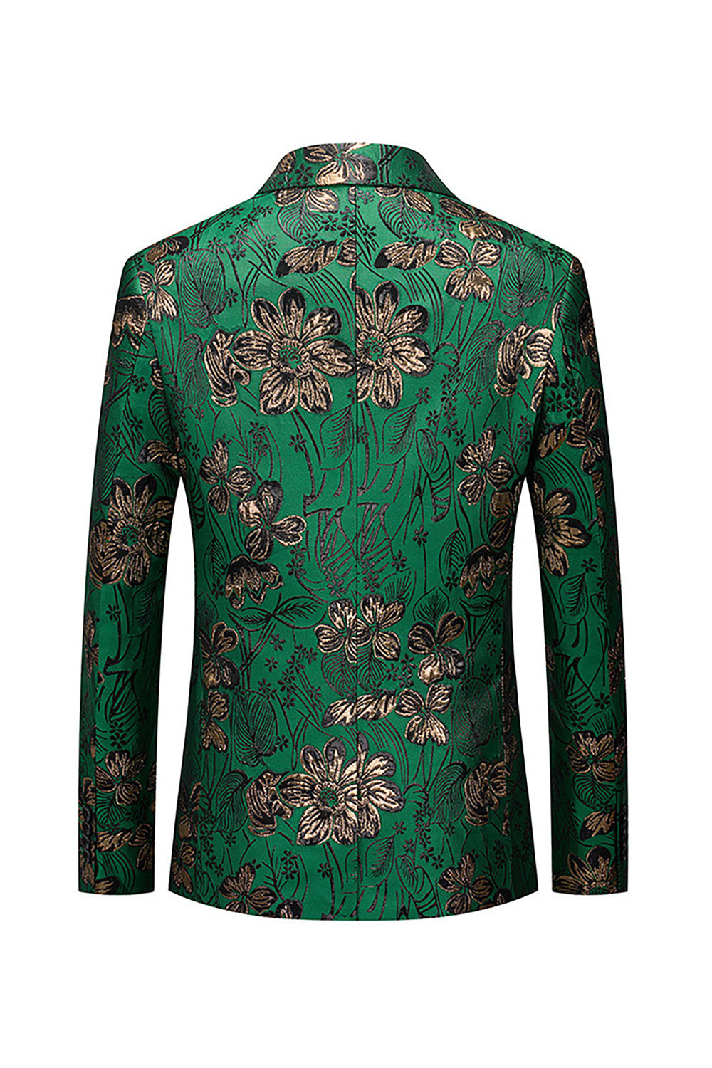 Green Floral Notched Lapel One Button Men's Formal Blazer