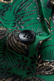 Green Floral Notched Lapel One Button Men's Formal Blazer