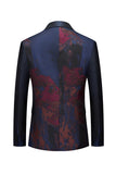 Dark Navy One Button Notched Lapel Men's Formal Blazer