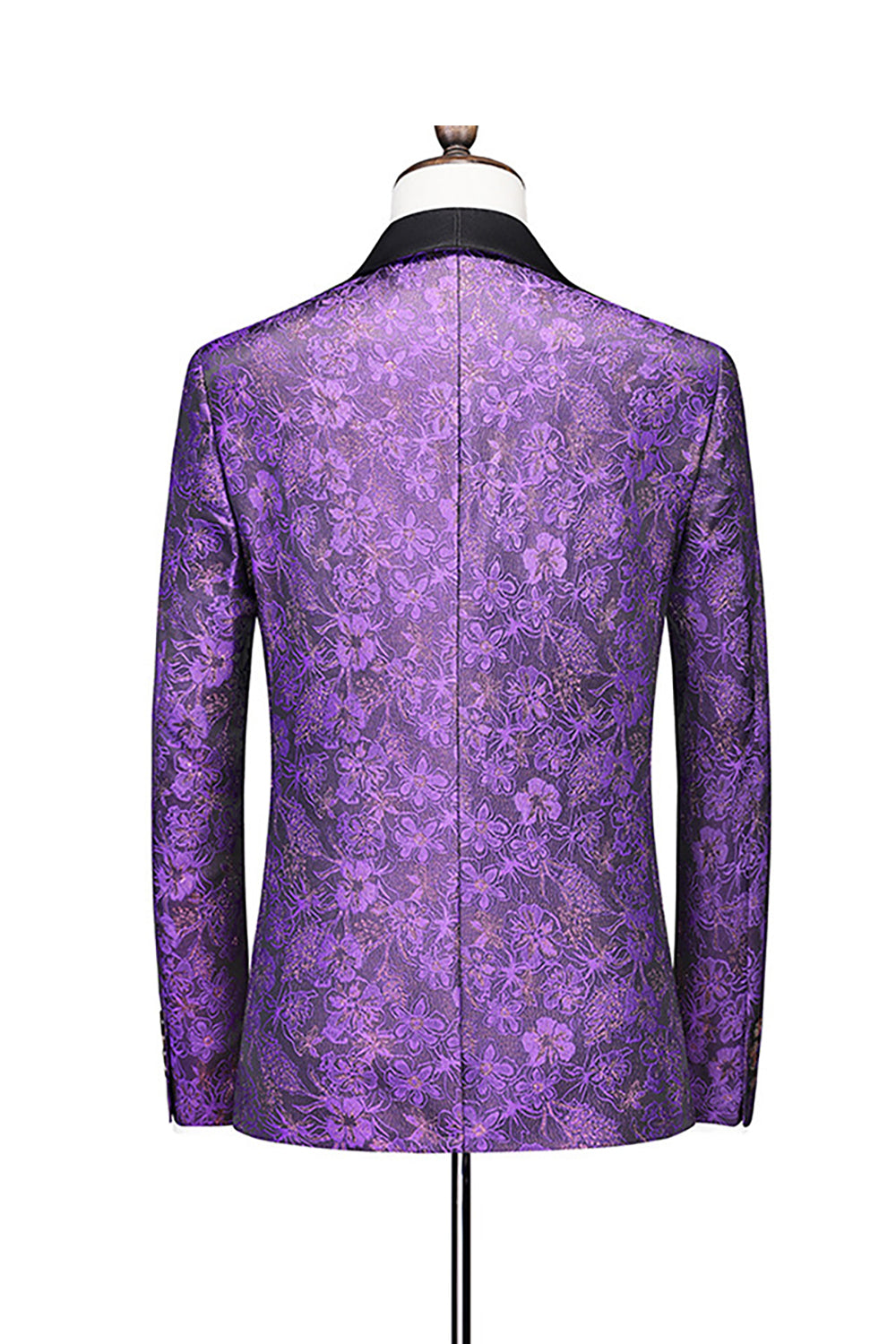 Purple Single Breasted Shawl Lapel Printed 3 Pieces Men's Prom Suits