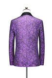 Purple Single Breasted Shawl Lapel Printed 3 Pieces Men's Prom Suits