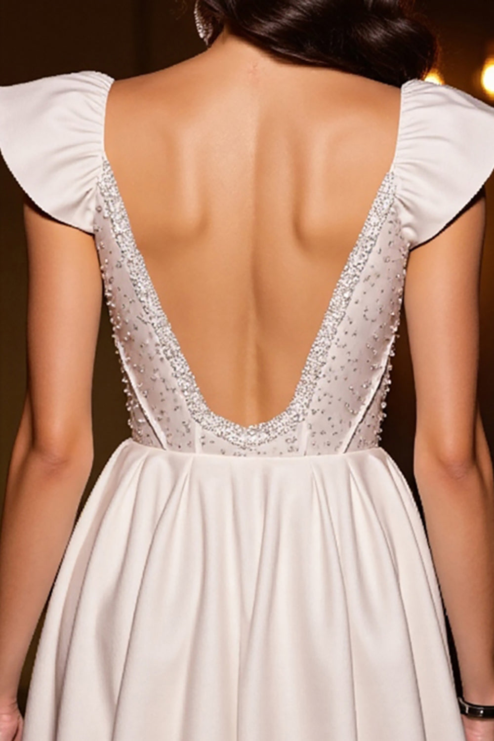 Sparkly Ivory Corset A Line Beaded Short Cocktail Dress