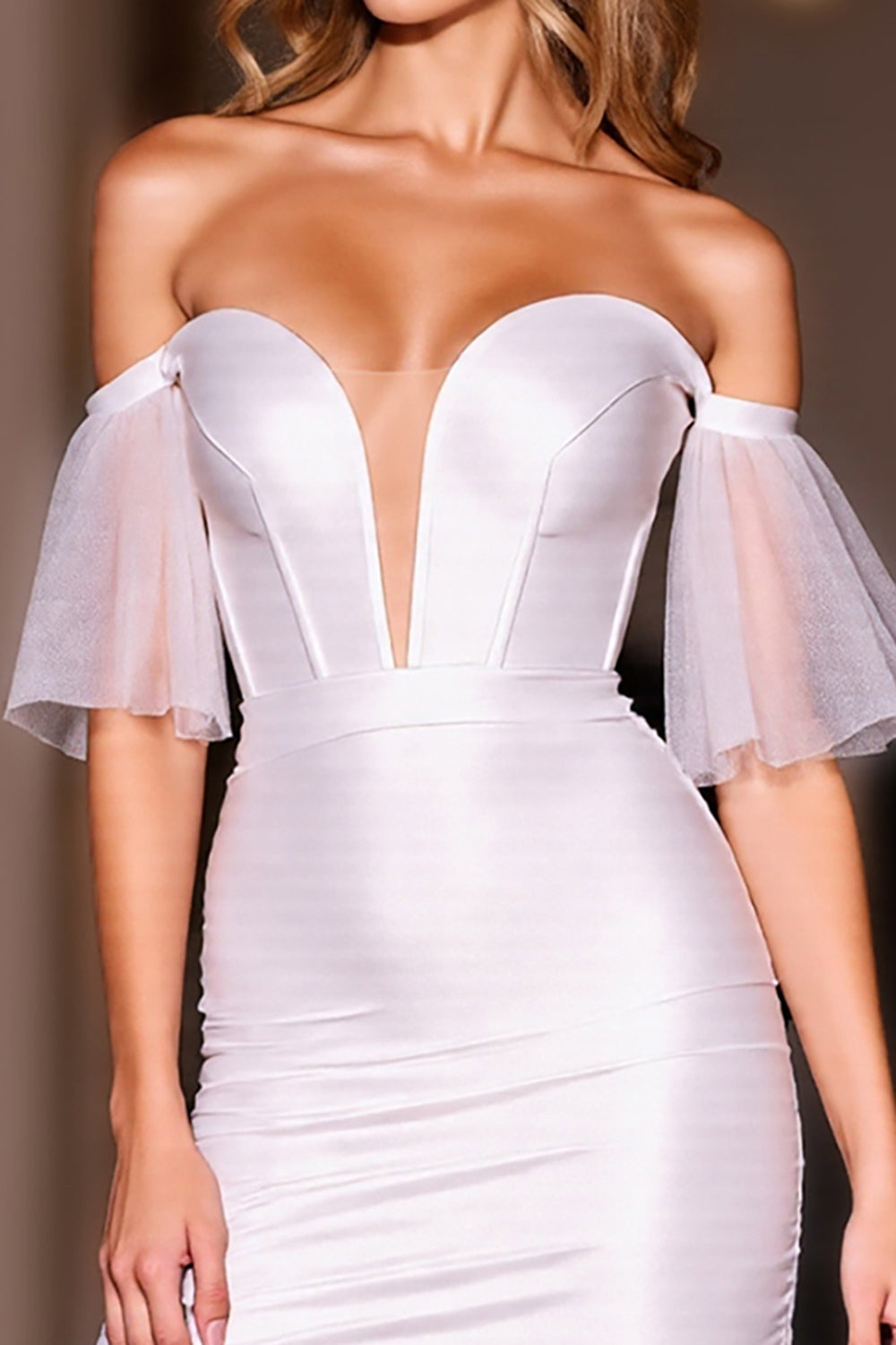 White Off The Shoulder Bodycon Homecoming Dress