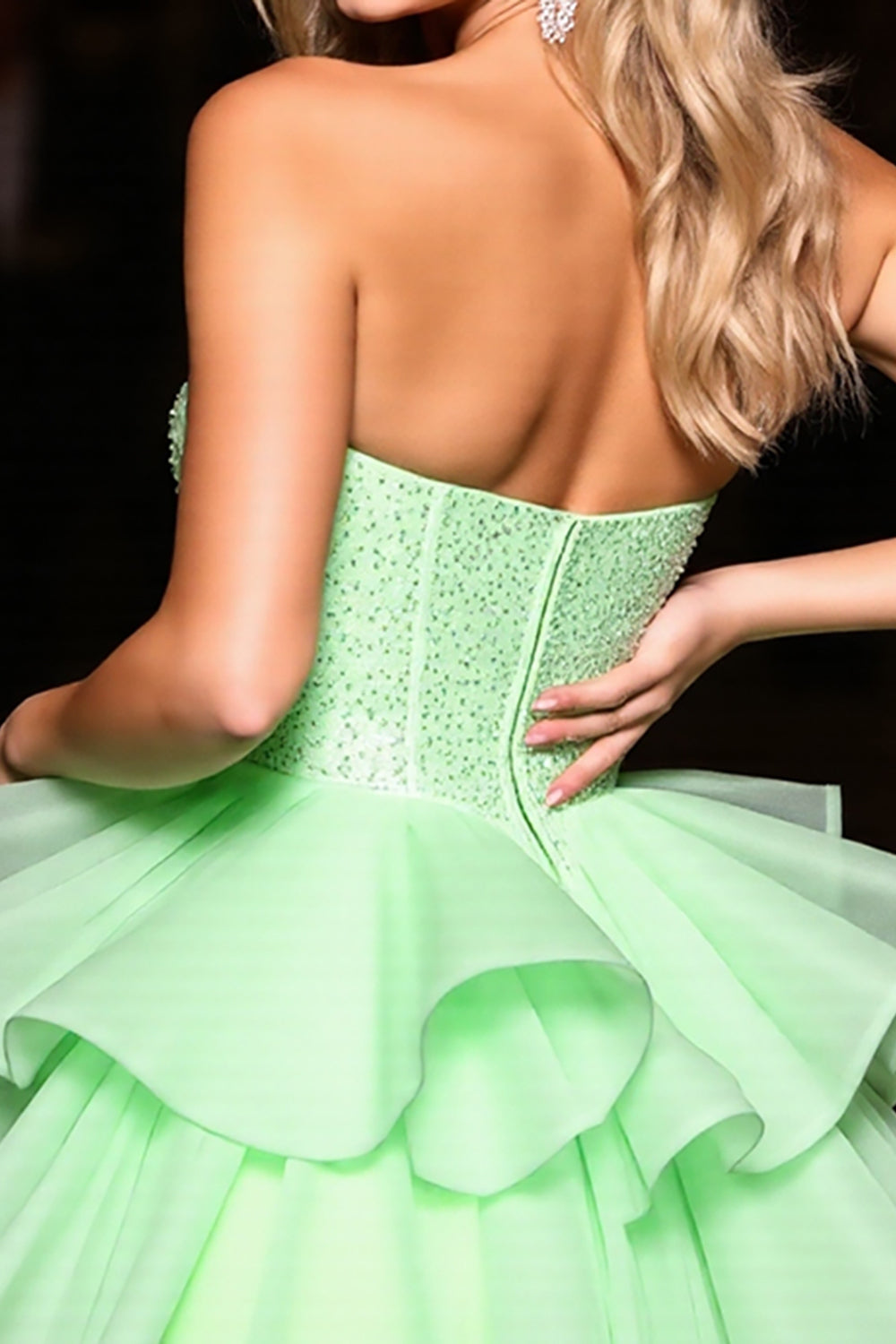 Green Corset A Line Homecoming Dress with Beading