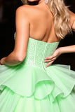 Green Corset A Line Homecoming Dress with Beading