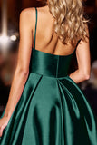 Sparkly Dark Green Satin Corset A Line Short Cocktail Dress