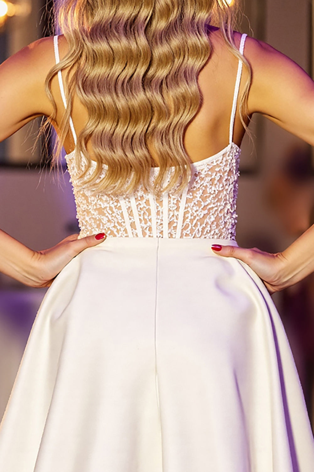 Corset White A Line Short Graduation Dress with Lace