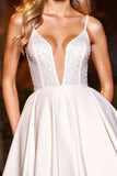 Sparkly White A Line Corset Short Graduation Dress with Beading