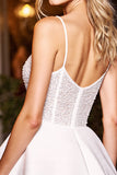 Sparkly White A Line Corset Short Graduation Dress with Beading