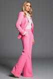 Hot Pink Peak Lapel Single Button 2 Piece Work Suit